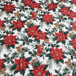 Christmas Poinsettia Tablecloth 59 x 118 “